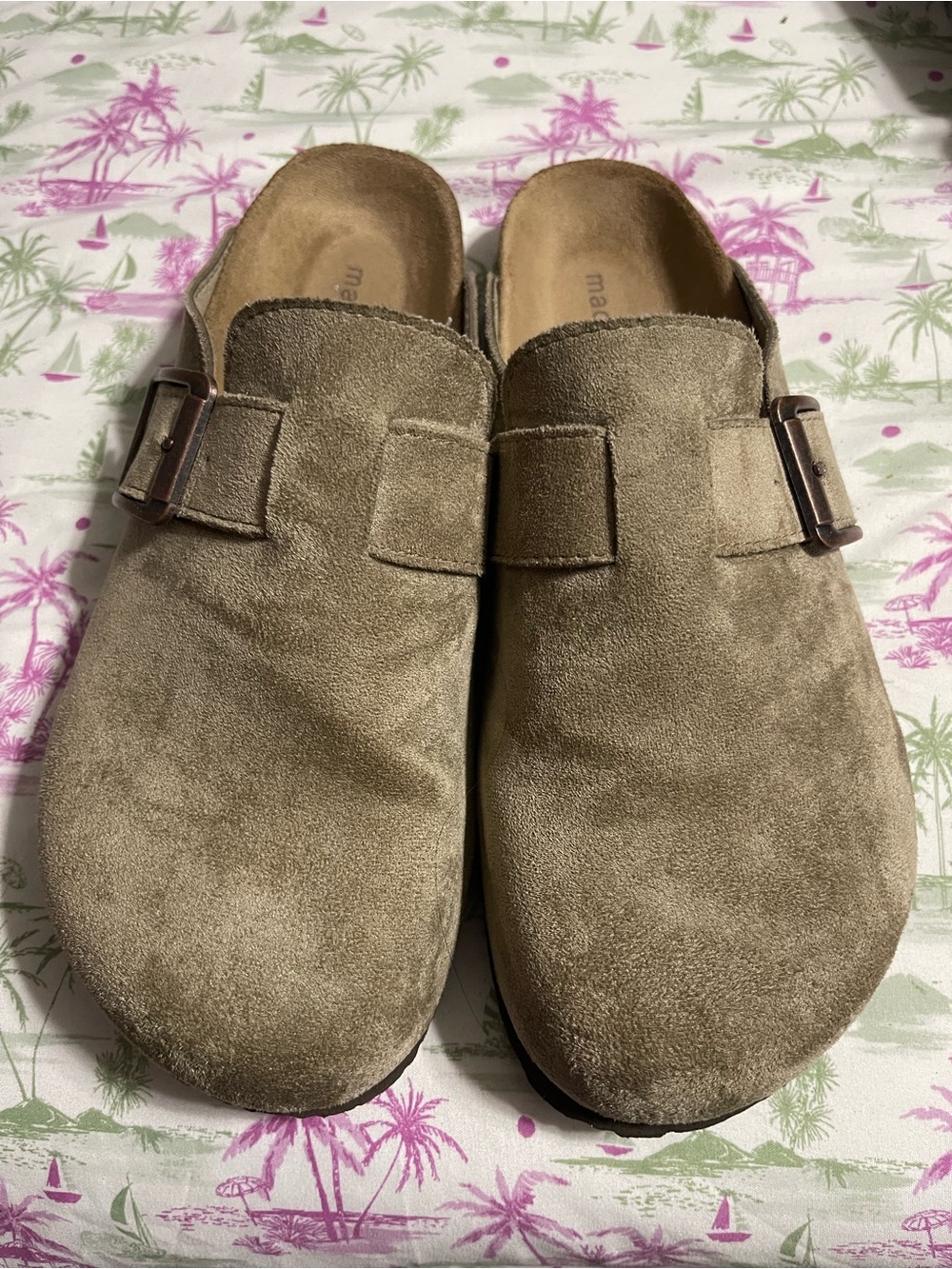 Madden Girl Suede Slip-On Mules in Taupe